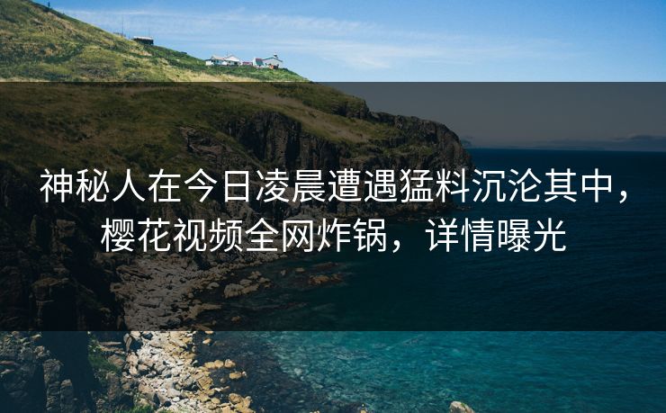 神秘人在今日凌晨遭遇猛料沉沦其中，樱花视频全网炸锅，详情曝光