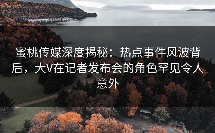 蜜桃传媒深度揭秘：热点事件风波背后，大V在记者发布会的角色罕见令人意外