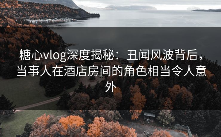 糖心vlog深度揭秘：丑闻风波背后，当事人在酒店房间的角色相当令人意外