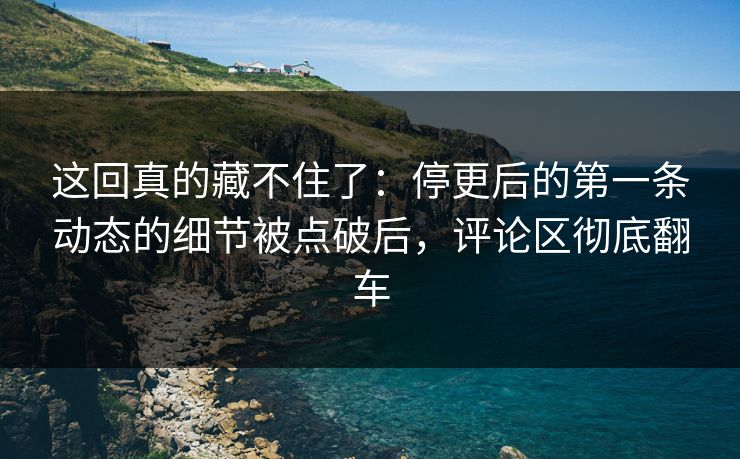 这回真的藏不住了：停更后的第一条动态的细节被点破后，评论区彻底翻车