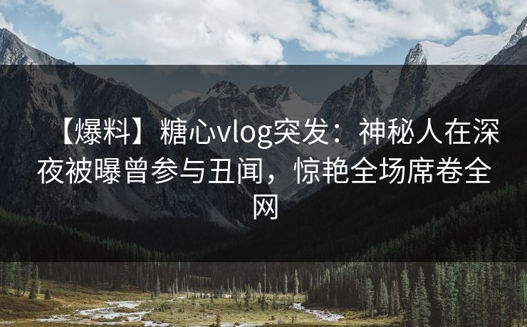 【爆料】糖心vlog突发：神秘人在深夜被曝曾参与丑闻，惊艳全场席卷全网
